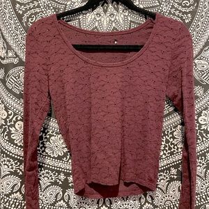 American Eagle Long Sleeve Maroon Top